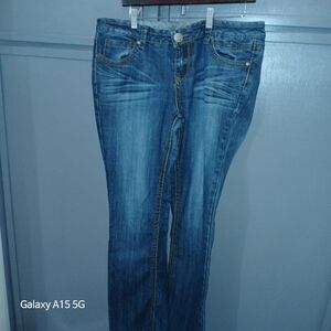 Vanilla Star Blue Straight Leg Jeans with Faded Look